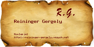 Reininger Gergely névjegykártya